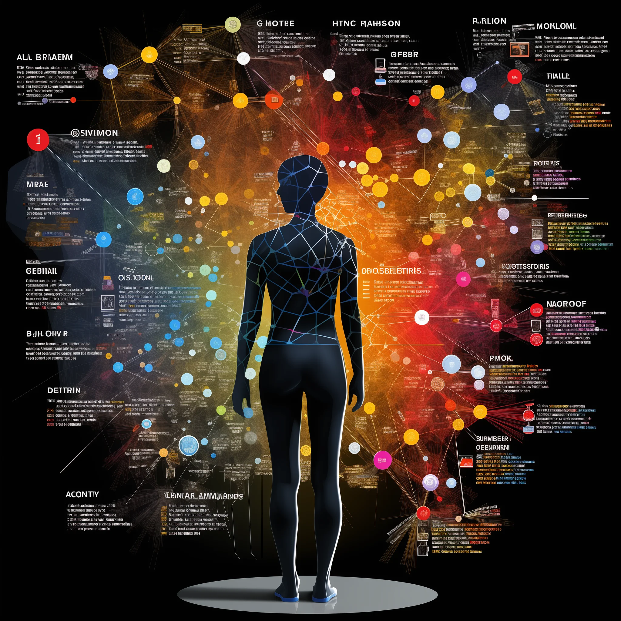 A human figure before a vast living knowledge network
